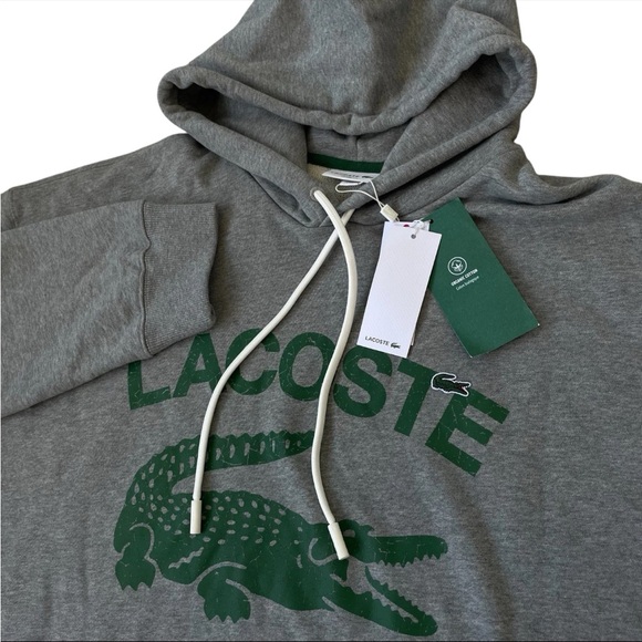 Lacoste Loose Fit Crocodile Hoodie Gray Green Size 4XL $145 - Picture 1 of 9